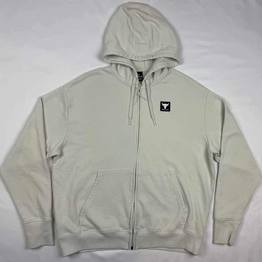 Under Armour Project Rock Mens Hoodie Sweatshirt Sz Medium Oversized Full Zip A6